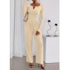 imagePRETTYGARDEN Jumpsuits for Women Dressy Casual 2025 Fall One Piece Outfits Long Sleeve Crew Neck Wide Leg Pants RompersBeige