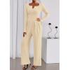 imagePRETTYGARDEN Jumpsuits for Women Dressy Casual 2025 Fall One Piece Outfits Long Sleeve Crew Neck Wide Leg Pants RompersBeige