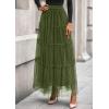 imagePRETTYGARDEN Maxi Skirts for Women 2025 Fall Tulle High Waisted Ruffle Flowy ALine Long Skirt Country Concert OutfitsArmy Green