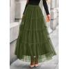 imagePRETTYGARDEN Maxi Skirts for Women 2025 Fall Tulle High Waisted Ruffle Flowy ALine Long Skirt Country Concert OutfitsArmy Green