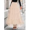 imagePRETTYGARDEN Maxi Skirts for Women 2025 Fall Tulle High Waisted Ruffle Flowy ALine Long Skirt Country Concert OutfitsBeige