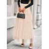 imagePRETTYGARDEN Maxi Skirts for Women 2025 Fall Tulle High Waisted Ruffle Flowy ALine Long Skirt Country Concert OutfitsBeige