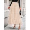 imagePRETTYGARDEN Maxi Skirts for Women 2025 Fall Tulle High Waisted Ruffle Flowy ALine Long Skirt Country Concert OutfitsBeige