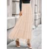 imagePRETTYGARDEN Maxi Skirts for Women 2025 Fall Tulle High Waisted Ruffle Flowy ALine Long Skirt Country Concert OutfitsBeige