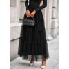 imagePRETTYGARDEN Maxi Skirts for Women 2025 Fall Tulle High Waisted Ruffle Flowy ALine Long Skirt Country Concert OutfitsBlack