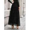 imagePRETTYGARDEN Maxi Skirts for Women 2025 Fall Tulle High Waisted Ruffle Flowy ALine Long Skirt Country Concert OutfitsBlack