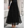 imagePRETTYGARDEN Maxi Skirts for Women 2025 Fall Tulle High Waisted Ruffle Flowy ALine Long Skirt Country Concert OutfitsBlack