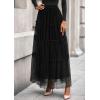 imagePRETTYGARDEN Maxi Skirts for Women 2025 Fall Tulle High Waisted Ruffle Flowy ALine Long Skirt Country Concert OutfitsBlack