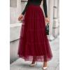 imagePRETTYGARDEN Maxi Skirts for Women 2025 Fall Tulle High Waisted Ruffle Flowy ALine Long Skirt Country Concert OutfitsBurgundy