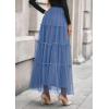 imagePRETTYGARDEN Maxi Skirts for Women 2025 Fall Tulle High Waisted Ruffle Flowy ALine Long Skirt Country Concert OutfitsGrey Blue