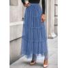 imagePRETTYGARDEN Maxi Skirts for Women 2025 Fall Tulle High Waisted Ruffle Flowy ALine Long Skirt Country Concert OutfitsGrey Blue