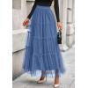imagePRETTYGARDEN Maxi Skirts for Women 2025 Fall Tulle High Waisted Ruffle Flowy ALine Long Skirt Country Concert OutfitsGrey Blue