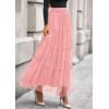 imagePRETTYGARDEN Maxi Skirts for Women 2025 Fall Tulle High Waisted Ruffle Flowy ALine Long Skirt Country Concert OutfitsLight Pink