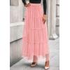 imagePRETTYGARDEN Maxi Skirts for Women 2025 Fall Tulle High Waisted Ruffle Flowy ALine Long Skirt Country Concert OutfitsLight Pink