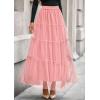 imagePRETTYGARDEN Maxi Skirts for Women 2025 Fall Tulle High Waisted Ruffle Flowy ALine Long Skirt Country Concert OutfitsLight Pink