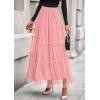 imagePRETTYGARDEN Maxi Skirts for Women 2025 Fall Tulle High Waisted Ruffle Flowy ALine Long Skirt Country Concert OutfitsLight Pink