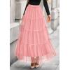 imagePRETTYGARDEN Maxi Skirts for Women 2025 Fall Tulle High Waisted Ruffle Flowy ALine Long Skirt Country Concert OutfitsLight Pink
