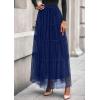 imagePRETTYGARDEN Maxi Skirts for Women 2025 Fall Tulle High Waisted Ruffle Flowy ALine Long Skirt Country Concert OutfitsNavy Blue