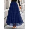 imagePRETTYGARDEN Maxi Skirts for Women 2025 Fall Tulle High Waisted Ruffle Flowy ALine Long Skirt Country Concert OutfitsNavy Blue
