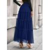 imagePRETTYGARDEN Maxi Skirts for Women 2025 Fall Tulle High Waisted Ruffle Flowy ALine Long Skirt Country Concert OutfitsNavy Blue