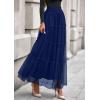 imagePRETTYGARDEN Maxi Skirts for Women 2025 Fall Tulle High Waisted Ruffle Flowy ALine Long Skirt Country Concert OutfitsNavy Blue