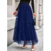 imagePRETTYGARDEN Maxi Skirts for Women 2025 Fall Tulle High Waisted Ruffle Flowy ALine Long Skirt Country Concert OutfitsNavy Blue