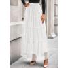 imagePRETTYGARDEN Maxi Skirts for Women 2025 Fall Tulle High Waisted Ruffle Flowy ALine Long Skirt Country Concert OutfitsWhite
