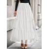 imagePRETTYGARDEN Maxi Skirts for Women 2025 Fall Tulle High Waisted Ruffle Flowy ALine Long Skirt Country Concert OutfitsWhite