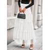 imagePRETTYGARDEN Maxi Skirts for Women 2025 Fall Tulle High Waisted Ruffle Flowy ALine Long Skirt Country Concert OutfitsWhite