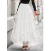 imagePRETTYGARDEN Maxi Skirts for Women 2025 Fall Tulle High Waisted Ruffle Flowy ALine Long Skirt Country Concert OutfitsWhite