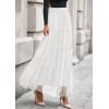 imagePRETTYGARDEN Maxi Skirts for Women 2025 Fall Tulle High Waisted Ruffle Flowy ALine Long Skirt Country Concert OutfitsWhite
