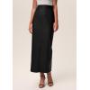imagePRETTYGARDEN Womens Faux Leather Long Skirt 2025 Fall Trendy Clothes High Waist Dressy Casual Pencil Maxi Skirts with SlitBlack