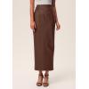 imagePRETTYGARDEN Womens Faux Leather Long Skirt 2025 Fall Trendy Clothes High Waist Dressy Casual Pencil Maxi Skirts with SlitBrown