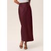 imagePRETTYGARDEN Womens Faux Leather Long Skirt 2025 Fall Trendy Clothes High Waist Dressy Casual Pencil Maxi Skirts with SlitBurgundy