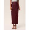 imagePRETTYGARDEN Womens Faux Leather Long Skirt 2025 Fall Trendy Clothes High Waist Dressy Casual Pencil Maxi Skirts with SlitBurgundy