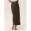 imagePRETTYGARDEN Womens Faux Leather Long Skirt 2025 Fall Trendy Clothes High Waist Dressy Casual Pencil Maxi Skirts with SlitCoffee