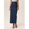 imagePRETTYGARDEN Womens Faux Leather Long Skirt 2025 Fall Trendy Clothes High Waist Dressy Casual Pencil Maxi Skirts with SlitNavy Blue