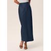 imagePRETTYGARDEN Womens Faux Leather Long Skirt 2025 Fall Trendy Clothes High Waist Dressy Casual Pencil Maxi Skirts with SlitNavy Blue