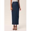 imagePRETTYGARDEN Womens Faux Leather Long Skirt 2025 Fall Trendy Clothes High Waist Dressy Casual Pencil Maxi Skirts with SlitNavy Blue