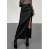 imagePRETTYGARDEN Womens Faux Leather Skirts 2025 Fall Fashion Bodycon High Waisted Slit Winter Maxi Long Pencil SkirtBlack