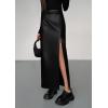imagePRETTYGARDEN Womens Faux Leather Skirts 2025 Fall Fashion Bodycon High Waisted Slit Winter Maxi Long Pencil SkirtBlack