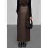 imagePRETTYGARDEN Womens Faux Leather Skirts 2025 Fall Fashion Bodycon High Waisted Slit Winter Maxi Long Pencil SkirtBrown