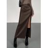 imagePRETTYGARDEN Womens Faux Leather Skirts 2025 Fall Fashion Bodycon High Waisted Slit Winter Maxi Long Pencil SkirtBrown