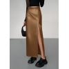 imagePRETTYGARDEN Womens Faux Leather Skirts 2025 Fall Fashion Bodycon High Waisted Slit Winter Maxi Long Pencil SkirtCamel