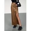 imagePRETTYGARDEN Womens Faux Leather Skirts 2025 Fall Fashion Bodycon High Waisted Slit Winter Maxi Long Pencil SkirtCamel
