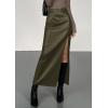 imagePRETTYGARDEN Womens Faux Leather Skirts 2025 Fall Fashion Bodycon High Waisted Slit Winter Maxi Long Pencil SkirtDark Army Green