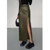 imagePRETTYGARDEN Womens Faux Leather Skirts 2025 Fall Fashion Bodycon High Waisted Slit Winter Maxi Long Pencil SkirtDark Army Green