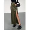 imagePRETTYGARDEN Womens Faux Leather Skirts 2025 Fall Fashion Bodycon High Waisted Slit Winter Maxi Long Pencil SkirtDark Army Green