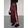imagePRETTYGARDEN Womens Faux Leather Skirts 2025 Fall Fashion Bodycon High Waisted Slit Winter Maxi Long Pencil SkirtDark Burgundy