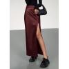 imagePRETTYGARDEN Womens Faux Leather Skirts 2025 Fall Fashion Bodycon High Waisted Slit Winter Maxi Long Pencil SkirtDark Burgundy